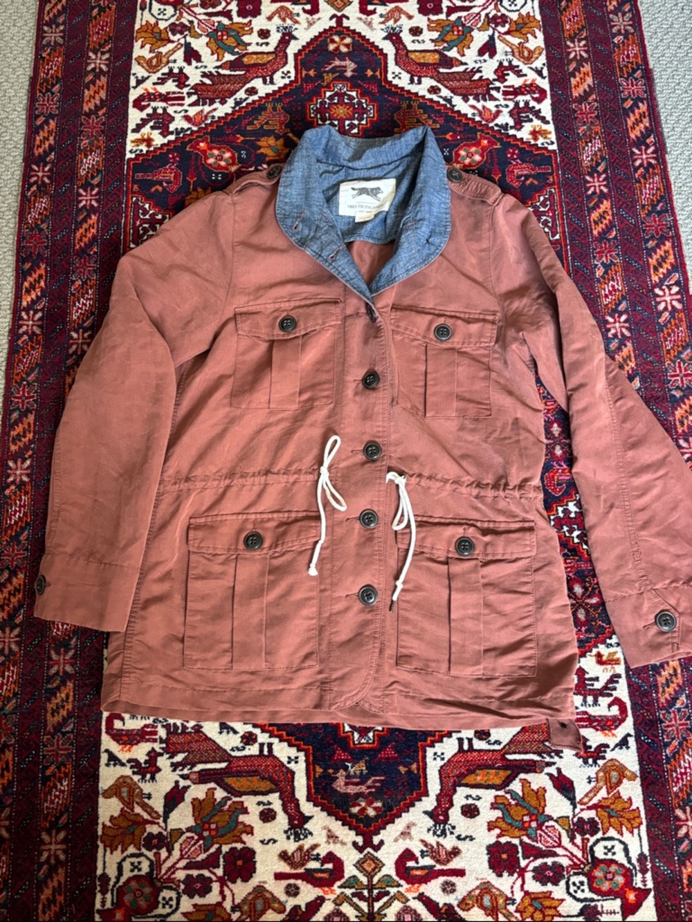Obey Propaganda Women’s Rust Utility Jacket with Chambray Collar